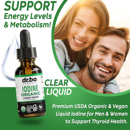 Iodine Liquid Drops Potassium Iodide - 1 Year Supply Pure Clear Organic Iodine Drops Supplement Plus Thyroid Support - Organic Potassium Iodide Liquid Supplement Tincture Thyroid Supplements 1 Fl Oz