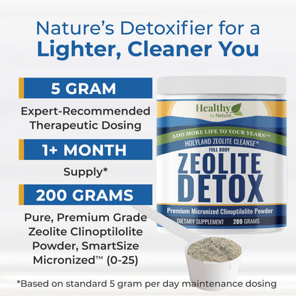 Healthy by Nature Full Body Zeolite Detox Cleanse Powder for Adults | Natural Clinoptilolite Binder Support, Therapeutic Dosing for Women and Men, Supports Energy, Mental Clarity & Gut Health