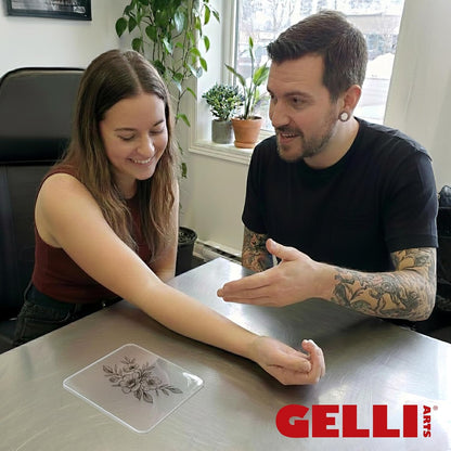 Gelli Arts 3 in Square Tattoo Skin – Set of 4 Kit – Lifelike Clear Skin For Practicing Tattooing & Microblading – Compatible with Ink & Acrylic Paints – CLEAR SKINZ Collection