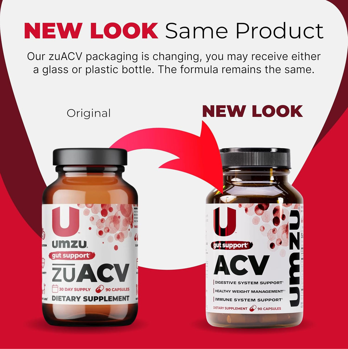 UMZU zuACV Apple Cider Vinegar Capsules, 30 Day Supply | ACV and Inulin Prebiotic Fiber Blend, Gut Health Support, Digestive Health, Daily Wellness and Microbiome Balance