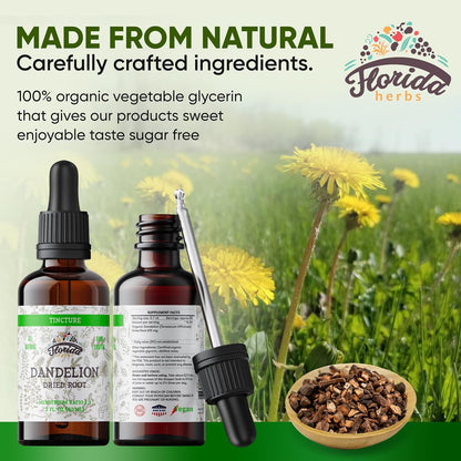 Dandelion Root Tincture Organic Dandelion Extract (Taraxacum Officinale) Health Supplement, Non-GMO in Cold-Pressed Organic Vegetable Glycerin 2 oz, 685 mg