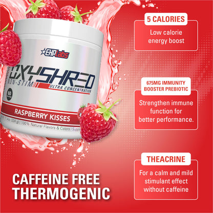 EHP Labs OxyShred Non Stimulant Pre Workout Powder - Stim Free Pre Workout, Caffeine Free Preworkout for Men & Women with L Glutamine & Acetyl L Carnitine - Peach, 60 Servings