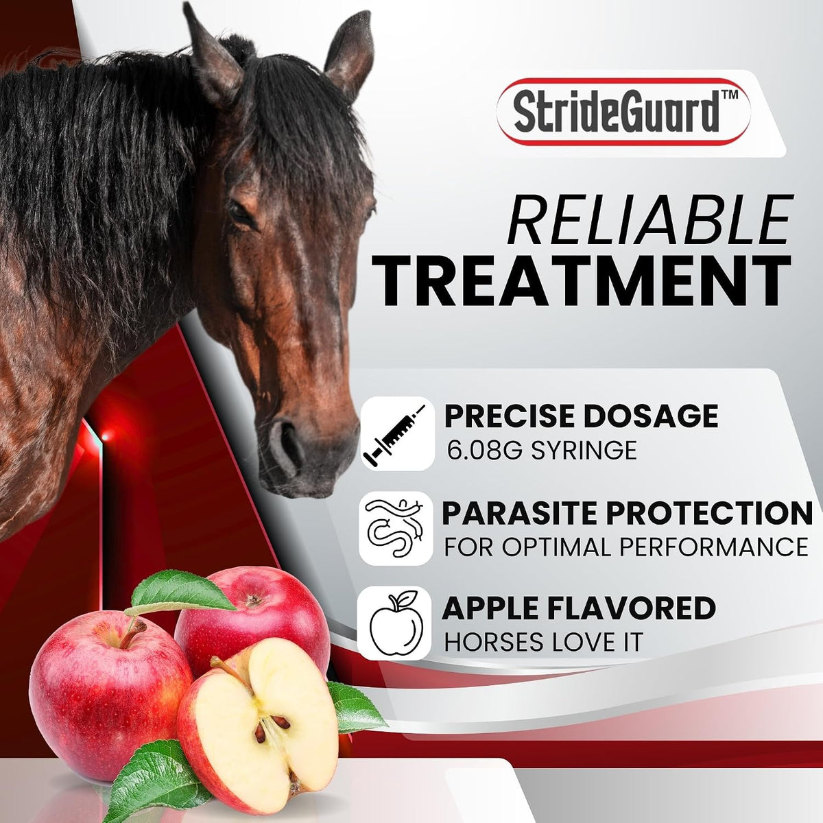 Horse Ivermectin Paste 1.87% – Apple Flavored Oral Horse Dewormer Syringe – 6.08g Tube Treats Horses Up to 1250 LB [Pack-12]