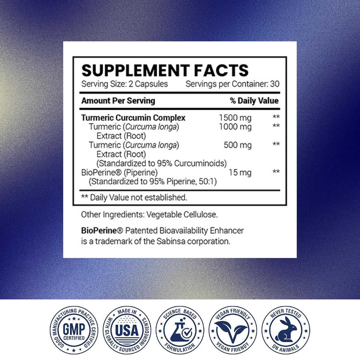 Research Verified Turmeric Curcumin Supplement with Black Pepper (BioPerine) - High Potency Curcumin - Antioxidant, Joints & Daily Wellness - 60 Vegan Turmeric Capsules - Made in USA - 1 Month Supply