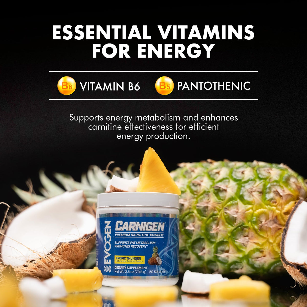 Evogen Carnigen Supports Energy and Metabolism | Raspberry Lemonade | 50 Servings