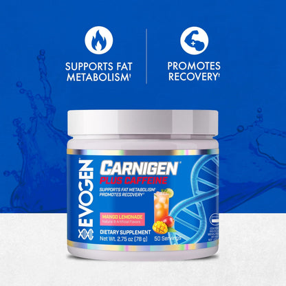 Evogen Carnigen Supports Energy and Metabolism | Raspberry Lemonade | 50 Servings