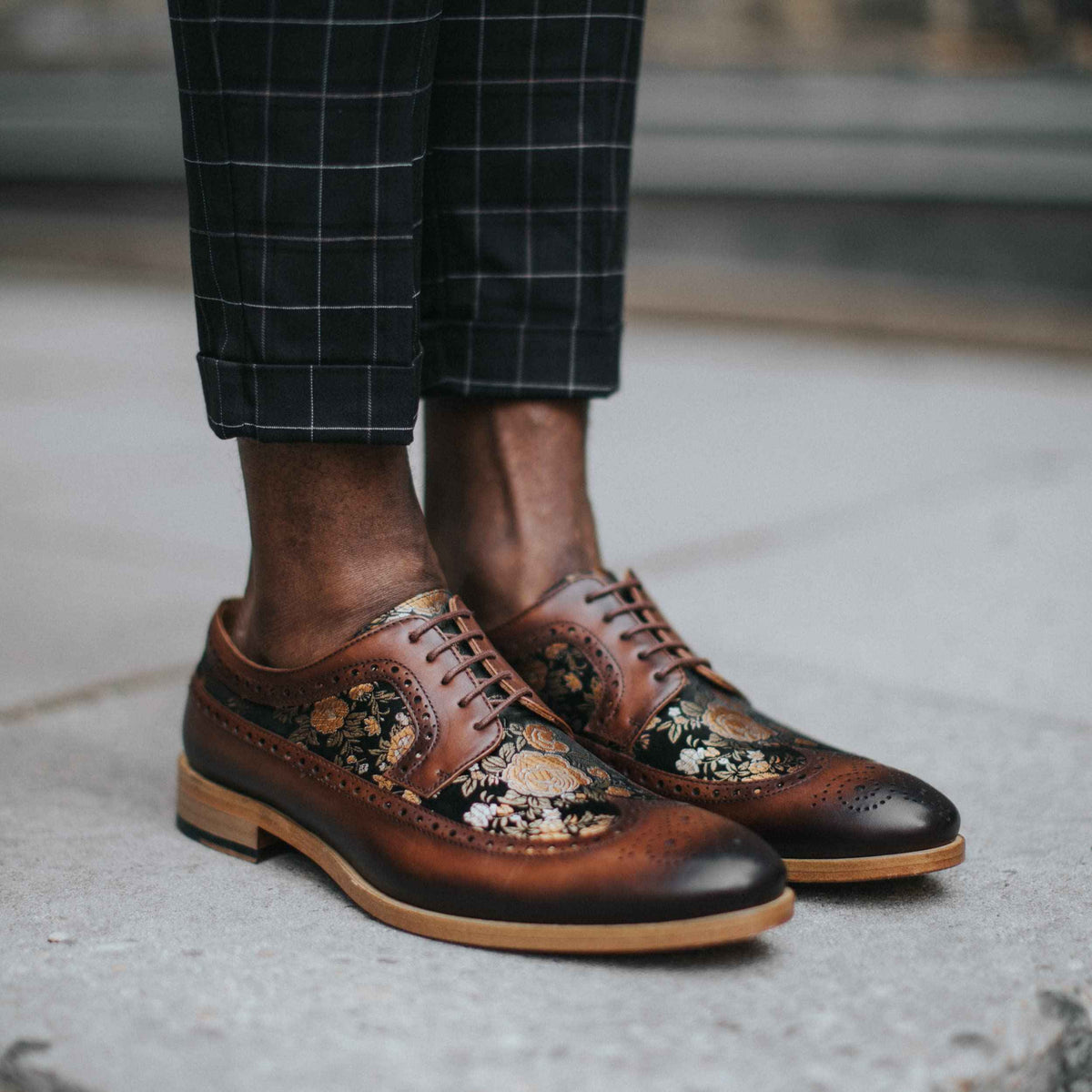 TAFT Preston Leather and Jacquard Wingtip Men's Dress Shoe