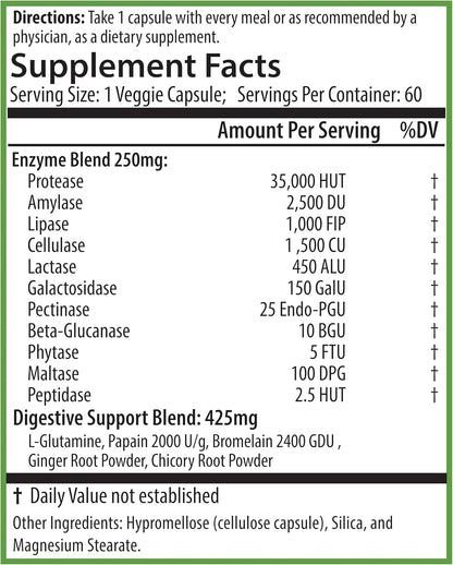 PURE® Digestive Enzymes+ with Probiotics - 60 Capsules - Advanced Gut Health & Bloat Relief - Full Spectrum Enzyme Blend for Protein, Carb & Fat Digestion - Made in USA