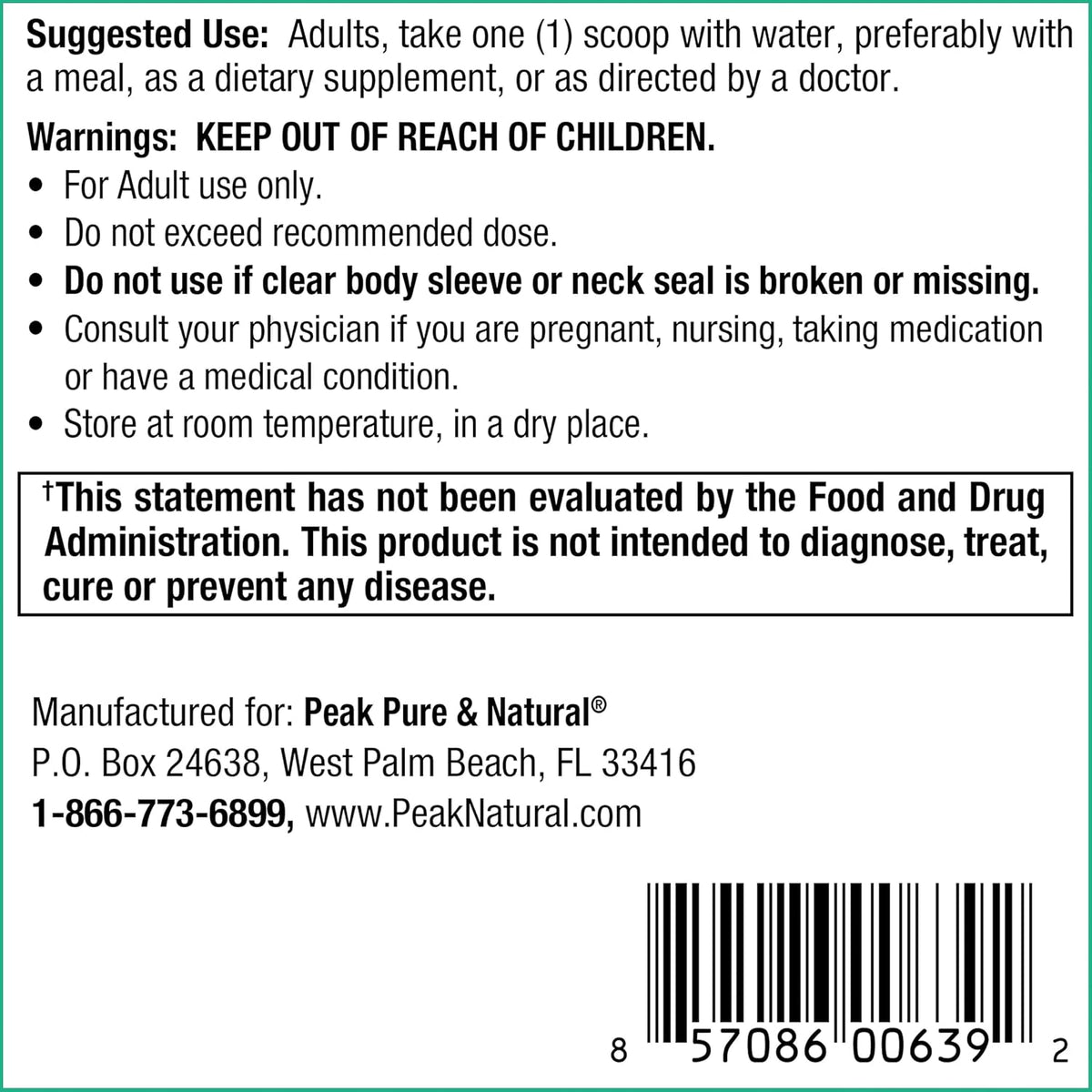 Peak Urinary Tract Supplement Powder - Cranberry and D-Mannose Powder with Juniper Berries and Probiotics for Urinary Tract Health, Ph Balance, UTI Defense - Vegan, Gluten Free (30 Day Supply)