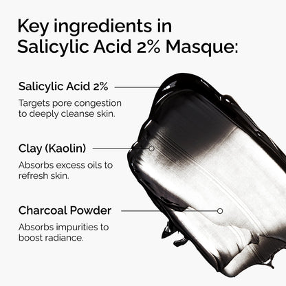 The Ordinary Salicylic Acid 2% Masque, Clarifying Charcoal & Clay Mask for Blemish-Prone Skin, 1.7 Fl Oz