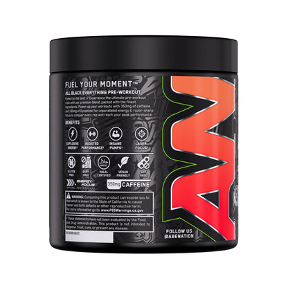 All Black Everything Pre-Workout Powder | Preworkout Energy Drink Mix | 350mg Caffeine | Beta Alanine & Citrulline | Energy Supplement for Men & Women | Baddy Berry | 30 Servings