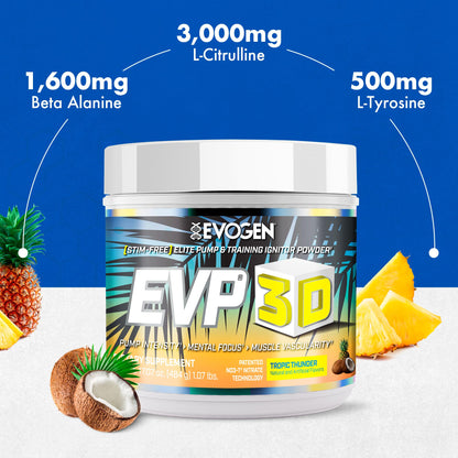 Evogen EVP 3D Stim Free Pre-Workout | Citrus Candy | 40 Servings | Arginine nitrate, L-citrulline, beta-alanine and creatine with lion's mane, L-tyrosine and DMAE for pumps and focus