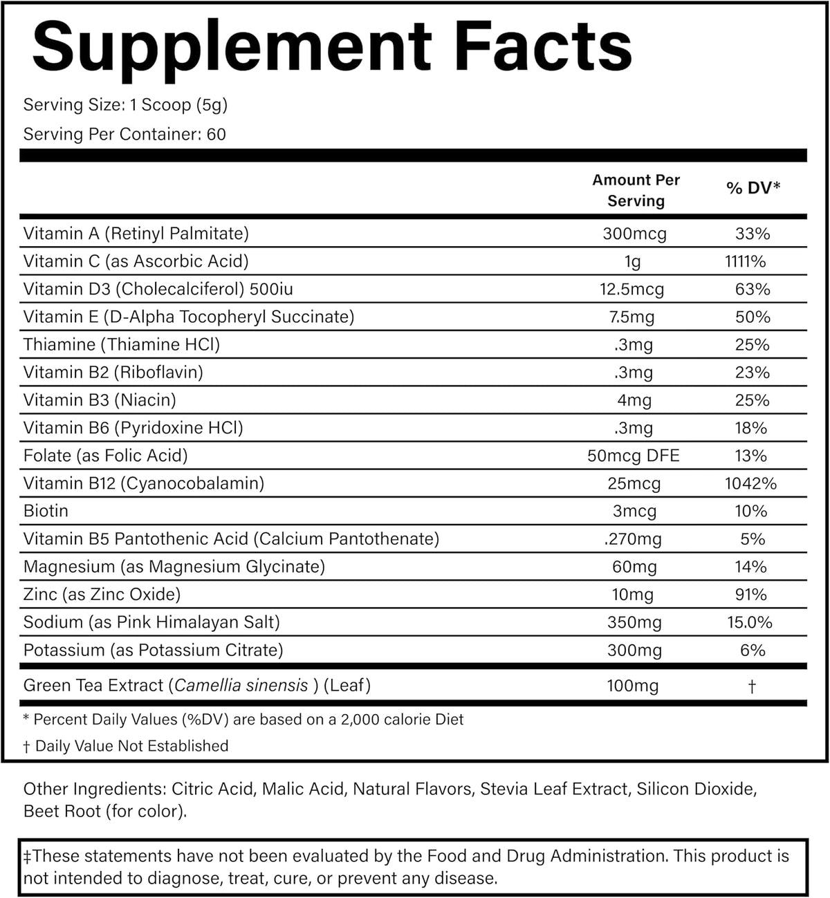 PURE® Hydravite Electrolyte & Vitamin Powder - 60 Servings - Strawberry Flavor - B-Complex & Vitamin C Hydration Multiplier for Energy & Muscle Recovery - Sugar Free - Made in USA