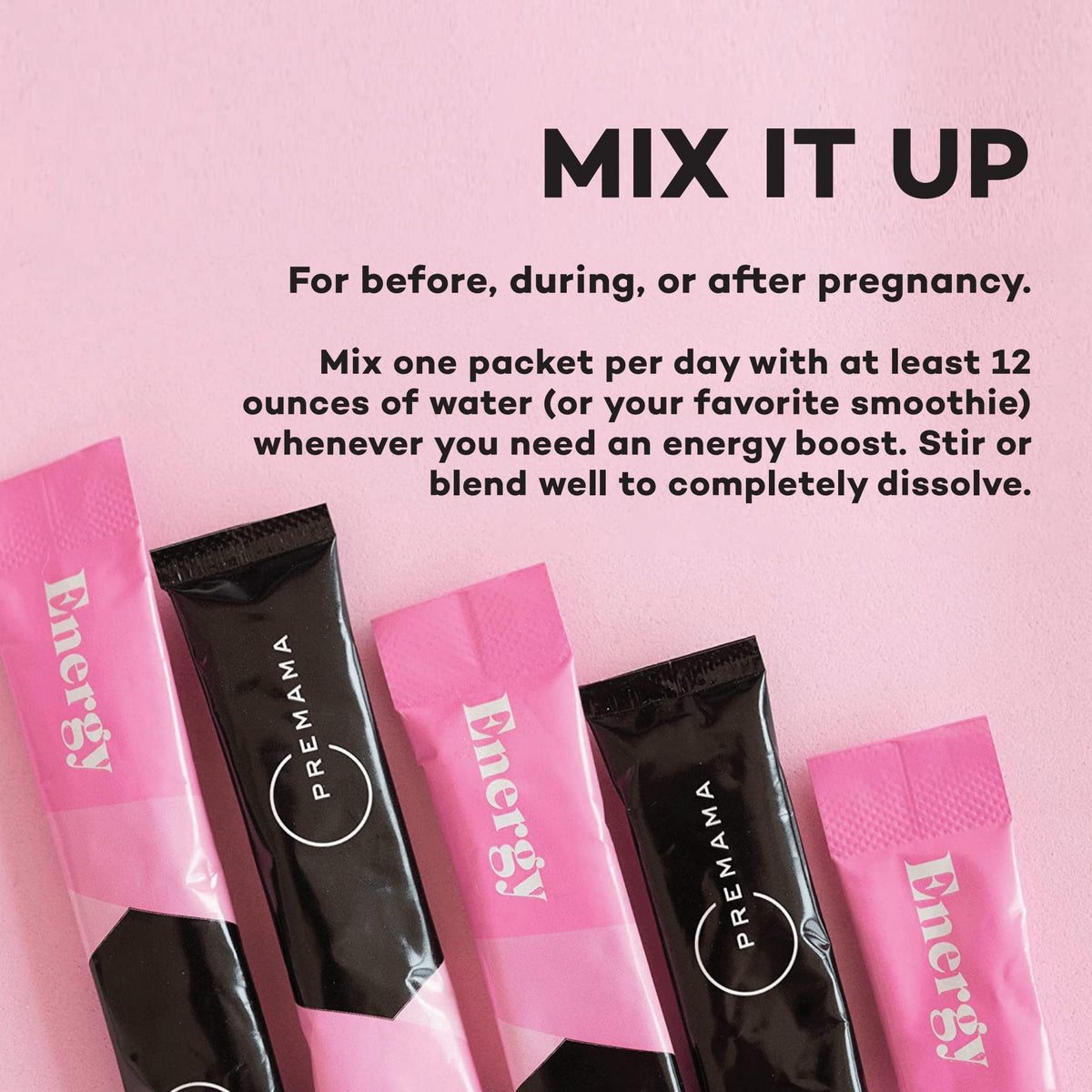Premama Prenatal Vitamin Energy Boost Drink Mix & Fertility Support Bundle, Omega 3, B Vitamins
