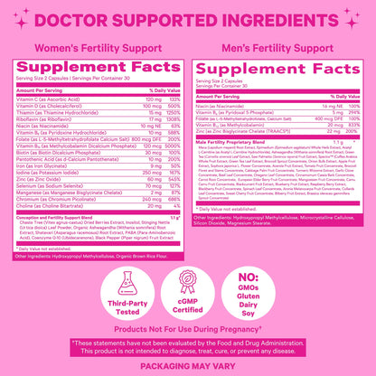 Pink Stork & Blue Stork His and Hers Fertility Bundle: Fertility Supplements for Women, Fertility Supplements