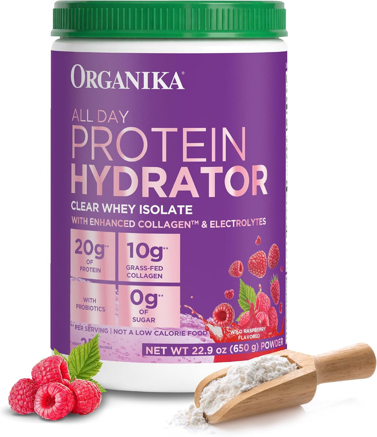 Organika Raspberry All Day Protein Hydrator, 22.93 OZ