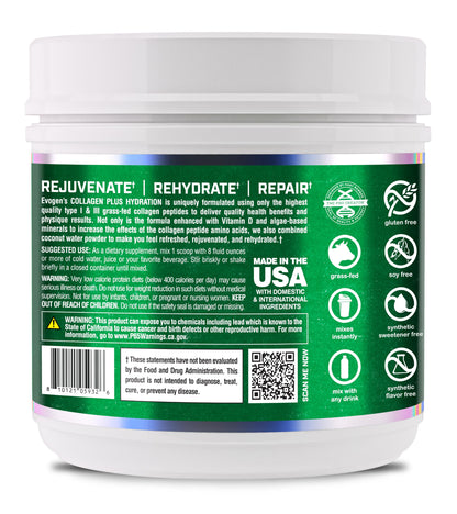 Evogen Collagen Plus Hydration Peptide Powder Plus Hydration | Vanilla Bean | 30 Servings