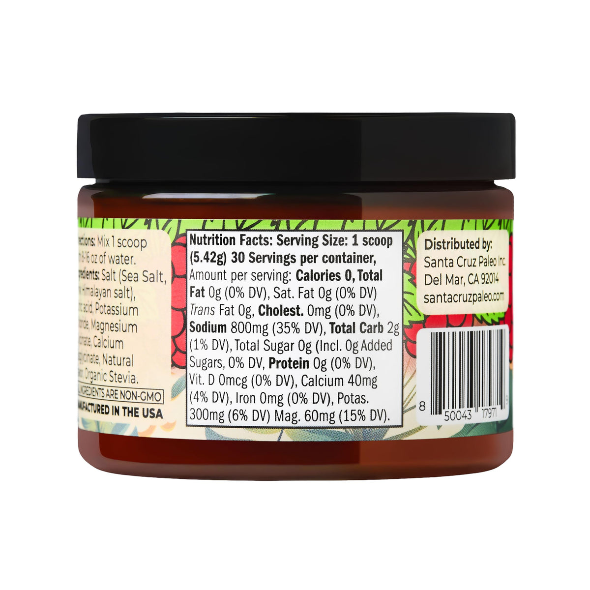 Santa Cruz Paleo Electrolyte Powder, Cherry Limeade, Sugar Free Hydration Drink Mix with Himalayan Pink Salt, Sea Salt, Magnesium Glycinate, Potassium Chloride, Sweetened with Stevia, 30 Servings