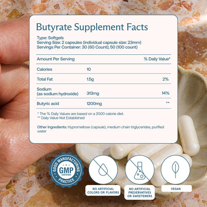 BodyBio Butyrate Sodium- Postbiotic for Gut & Digestive Support | Gut Health, Digestive Support, Bloating, Gas & Constipation Relief, Leaky Gut Repair
