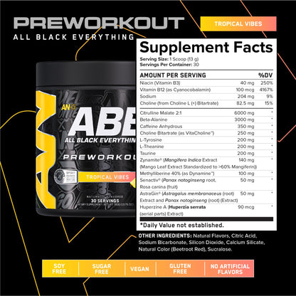 All Black Everything Pre-Workout Powder | Preworkout Energy Drink Mix | 350mg Caffeine | Beta Alanine & Citrulline | Energy Supplement for Men & Women | Baddy Berry | 30 Servings
