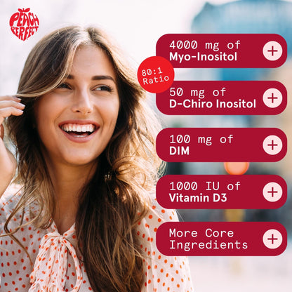 Peach Perfect Inositol Multivitamin – Myo-Inositol & D-Chiro 40:1 Blend, Omega-3, Vitamin D3, Magnesium, Zinc – Supports Women’s Health, Mood, Energy, Supplement – 30 SVG
