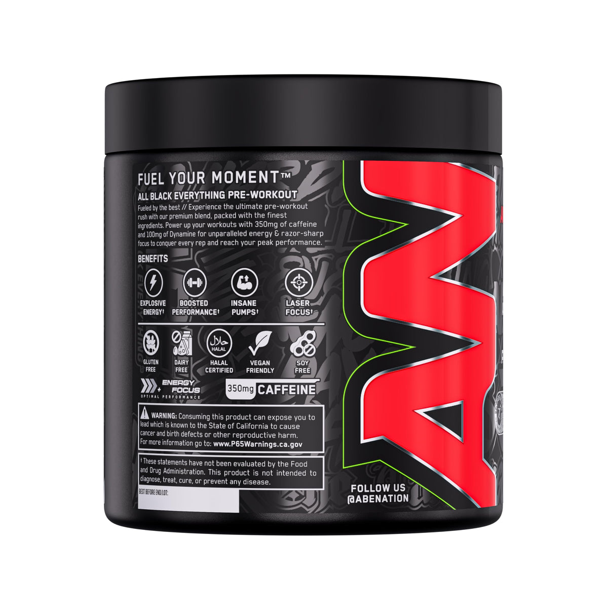 All Black Everything Pre-Workout Powder | Preworkout Energy Drink Mix | 350mg Caffeine | Beta Alanine & Citrulline | Energy Supplement for Men & Women | Baddy Berry | 30 Servings