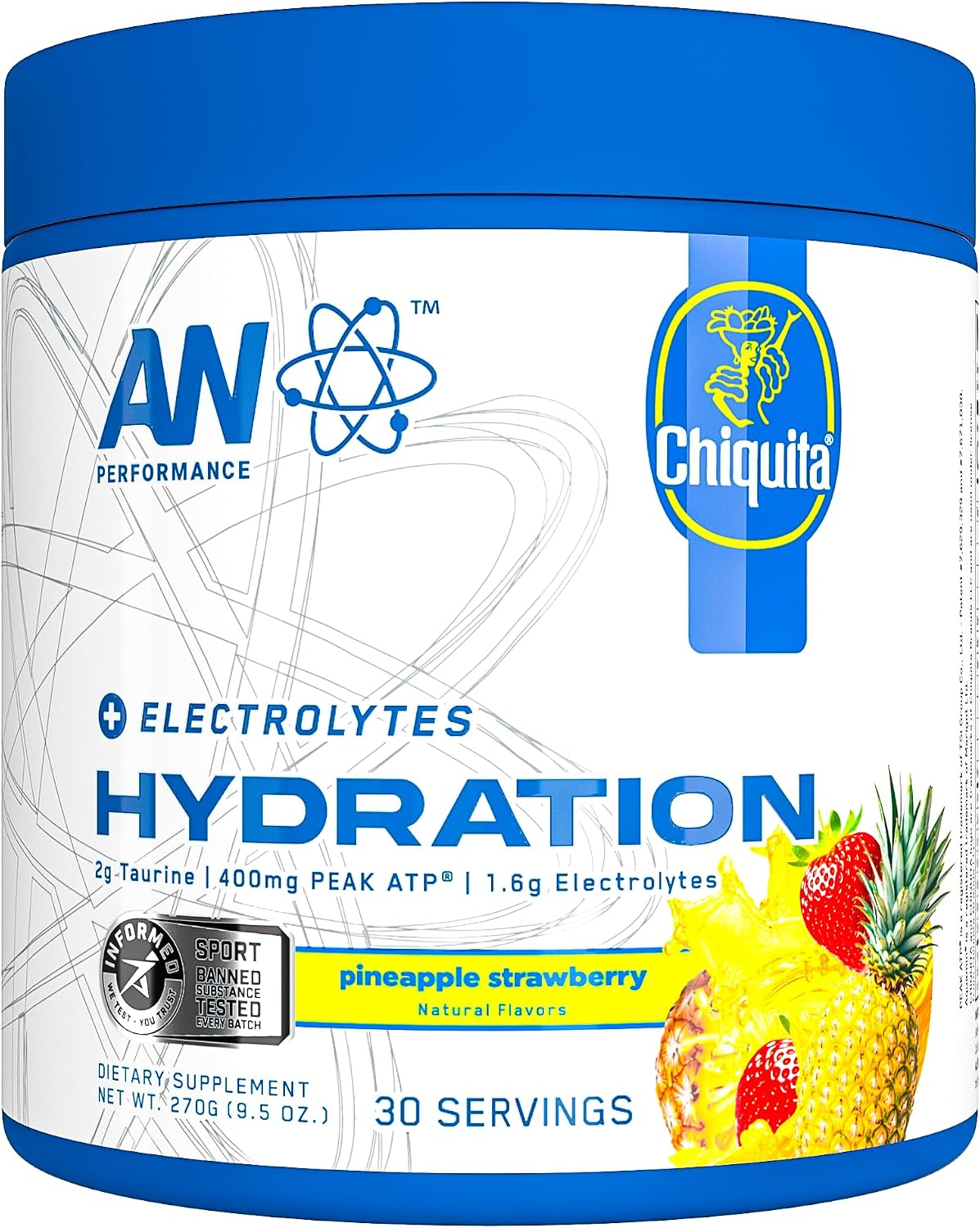 AN Performance Electrolyte Drink Mix | Zero Sugar Hydration Powder | Magnesium + Calcium + Potassium | Strawberry Pineapple | 30 Servings