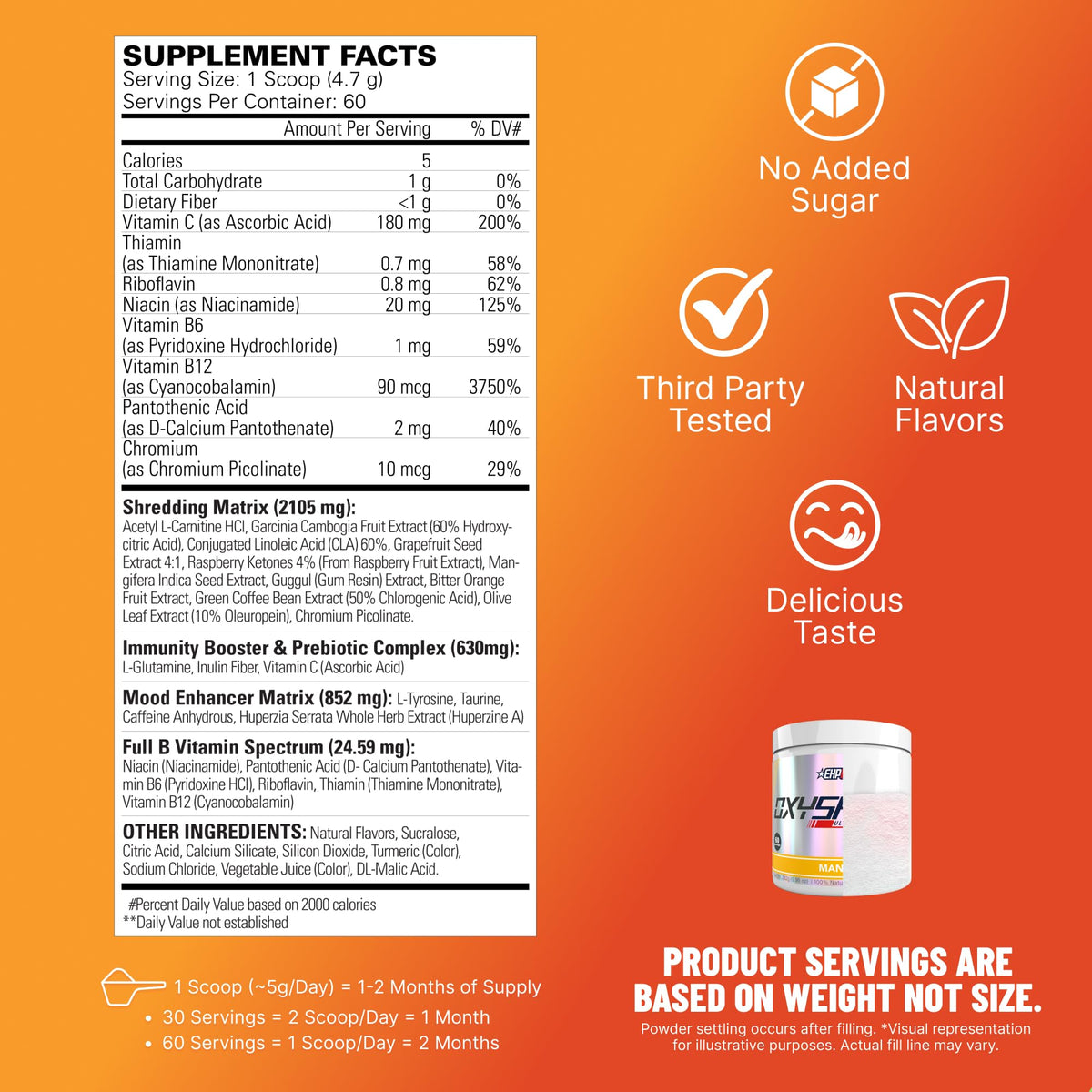 EHP Labs OxyShred Pre Workout Powder - Preworkout Powder with L Glutamine & Acetyl L Carnitine, Energy Boost Drink - Cosmic Blast, 60 Servings