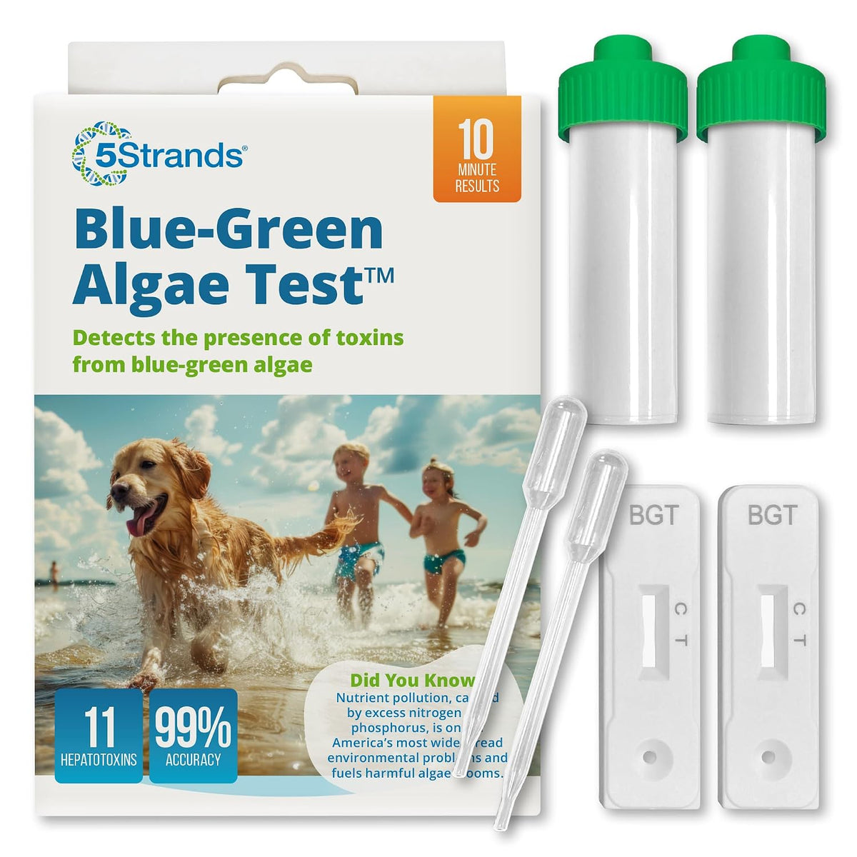 5Strands Blue-Green Algae Water Test Kit for Lakes & Ponds, 2 Pack