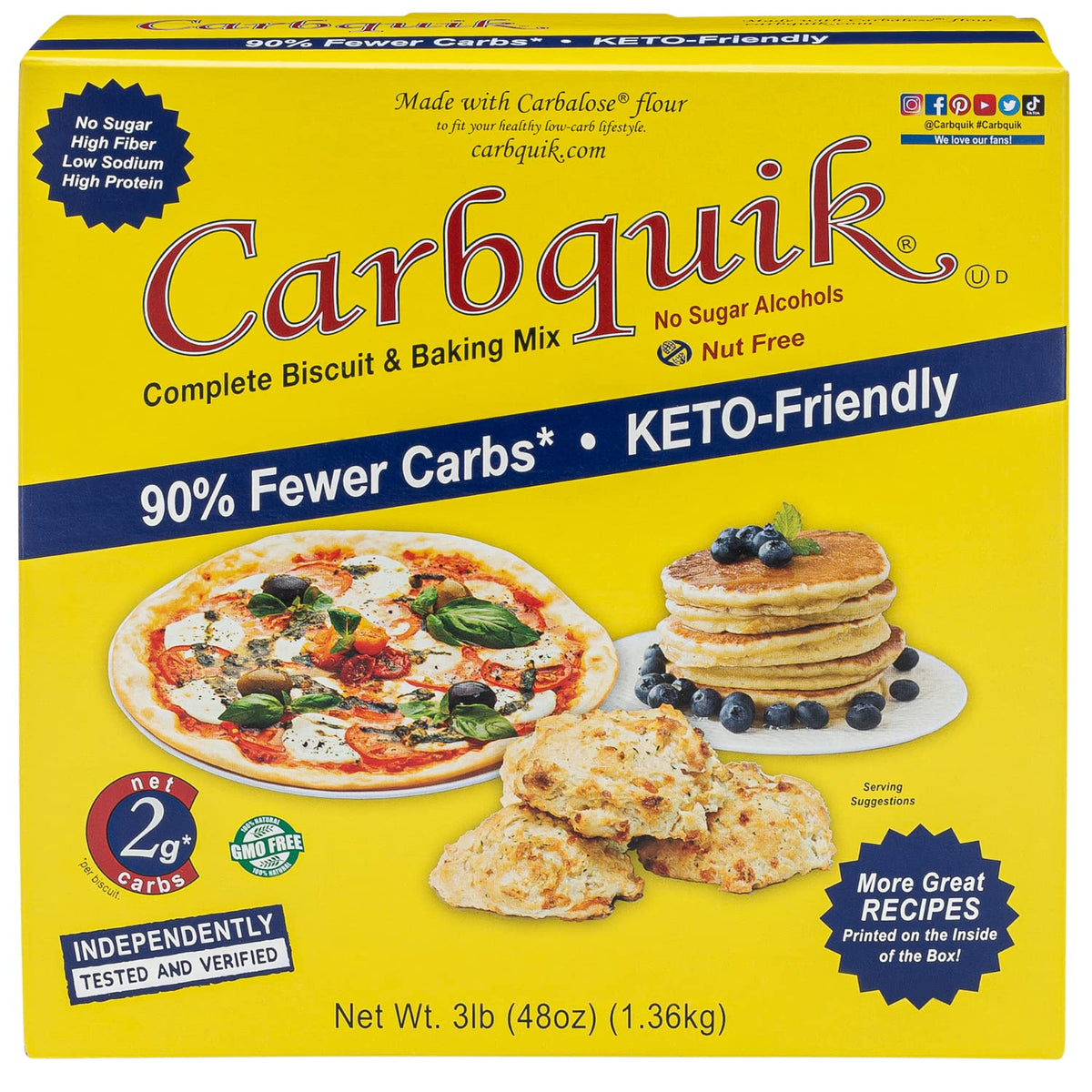 Carbquik Keto Biscuit & Baking Mix, 3 lb – Perfect for Pancakes, Waffles, Biscuits, Bread, Pizza Crust & More. Low Carb, Sugar Free Baking with 6g Protein Per Serving.