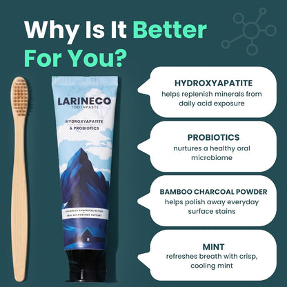 Larineco Nano Hydroxyapatite Toothpaste – Sulfate Free Remineralizing Toothpaste – Enamel Care, Gentle Whitening, Sensitive Teeth – 4oz