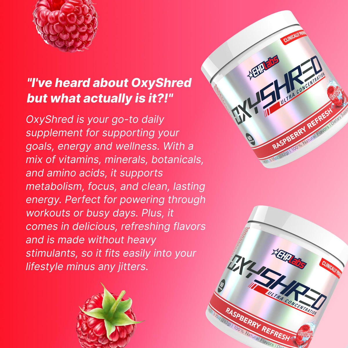 EHP Labs OxyShred Pre Workout Powder - Preworkout Powder with L Glutamine & Acetyl L Carnitine, Energy Boost Drink - Cosmic Blast, 60 Servings