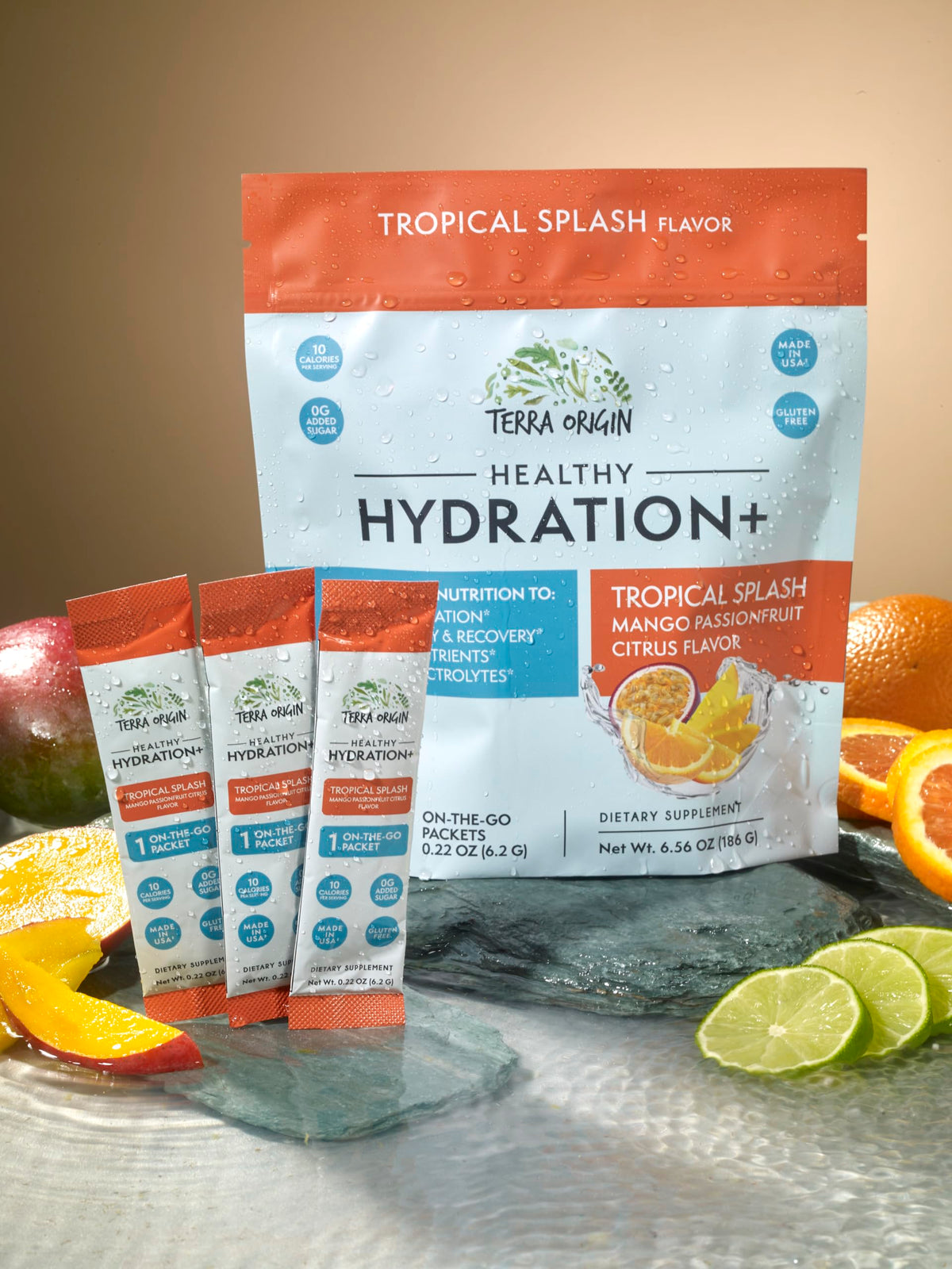 TERRA ORIGIN Healthy Hydration+ Electrolyte Powder Packets | Sugar Free, Gluten Free Drink Mix | Lemonade | 30 Servings (1-Pack)