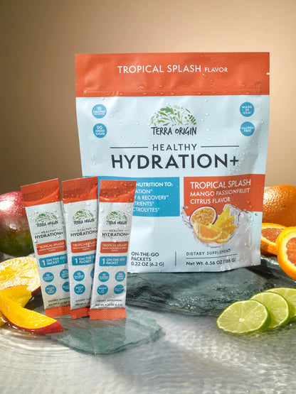 TERRA ORIGIN Healthy Hydration+ Electrolyte Powder Packets | Sugar Free, Gluten Free Drink Mix | Lemonade | 30 Servings (1-Pack)