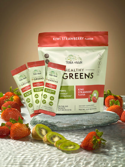 TERRA ORIGIN Greens Superfood Powder | Green Juice Powder with Probiotics & Enzymes | Plant Based Super Greens for Energy, Gut & Immune Support | Vegan, Non-GMO | 30 Servings Tropical Passionfruit