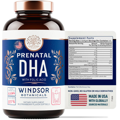 WINDSOR BOTANICALS Male Fertility Supplement and DHA with Folic Acid Prenatal Bundle