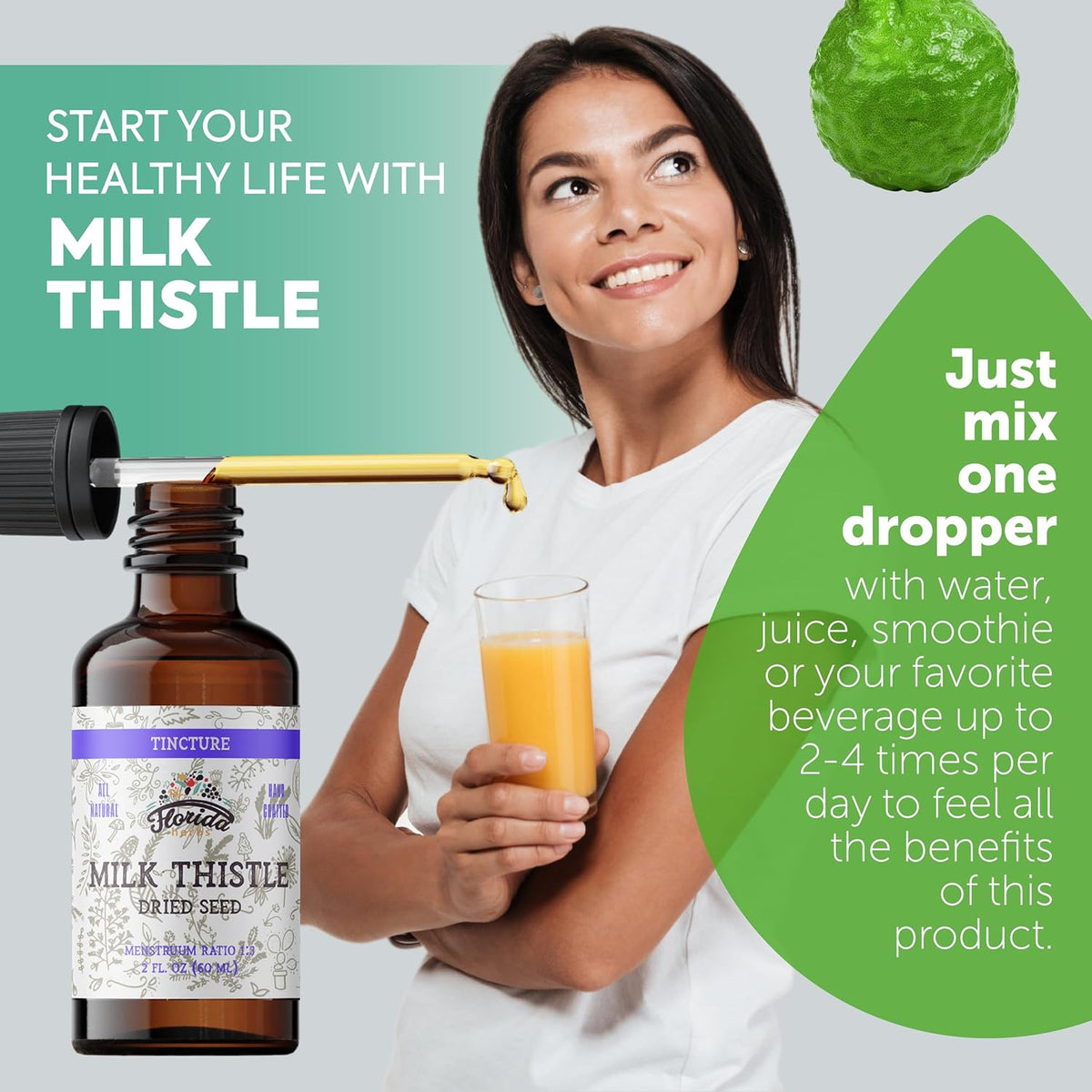 Milk Thistle Root Liquid Extract – Organic Milk Thistle Tincture – Alcohol-Free Herbal Supplement – Natural Silybum Marianum Drops – Non-GMO, 2 fl oz