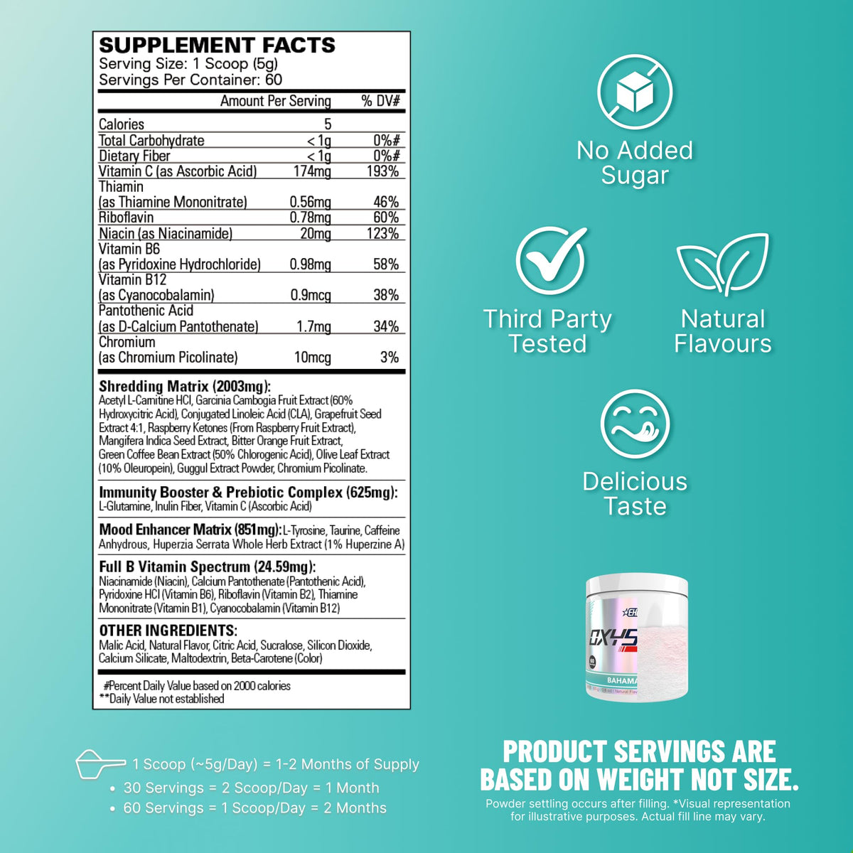 EHP Labs OxyShred Pre Workout Powder - Preworkout Powder with L Glutamine & Acetyl L Carnitine, Energy Boost Drink - Cosmic Blast, 60 Servings