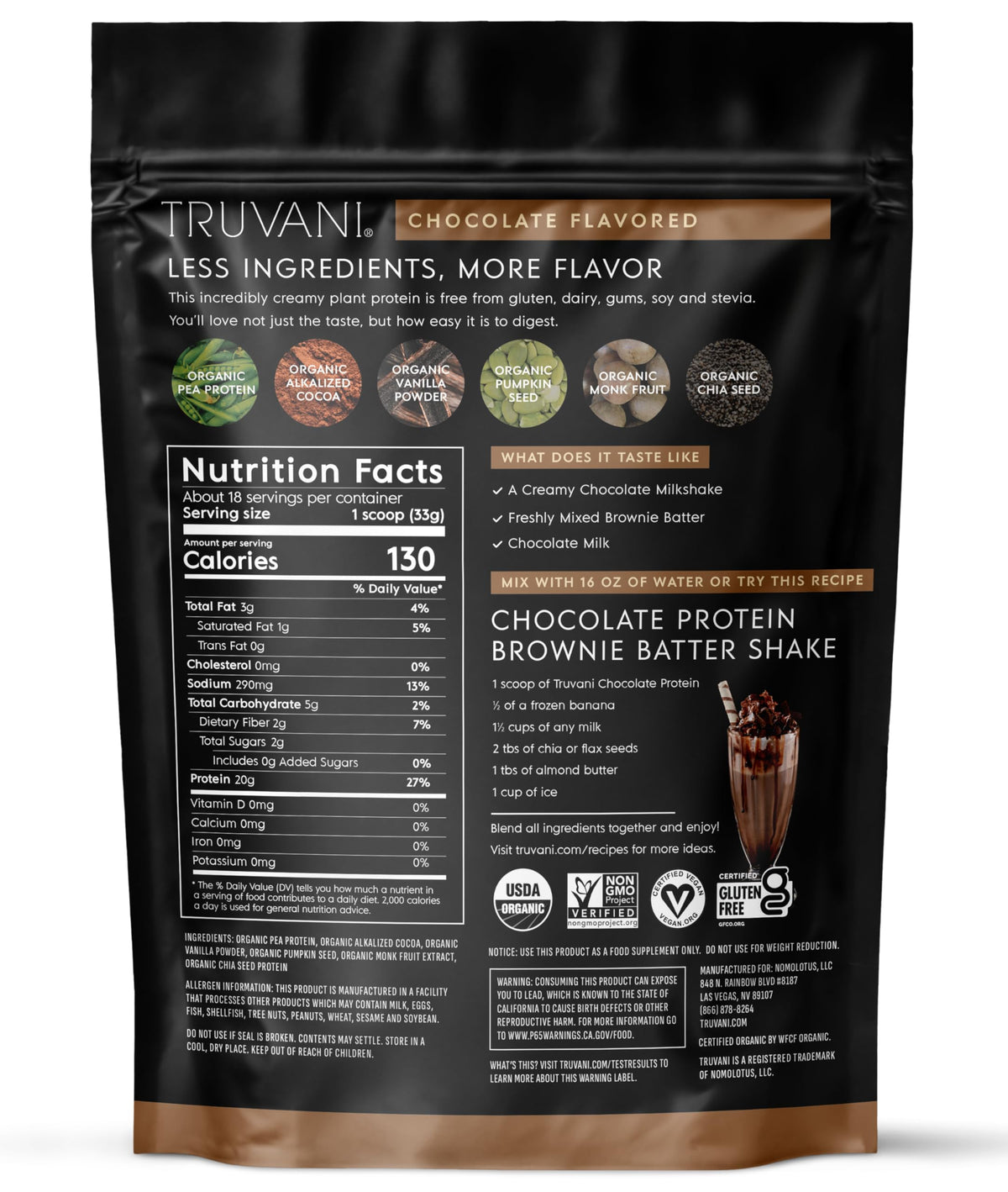 Truvani Organic Plant Based Protein Powder | Vanilla | 18 Servings | Vegan | 20g Pea Protein | Keto | Gluten & Dairy Free | Low Carb | No Added Sugar