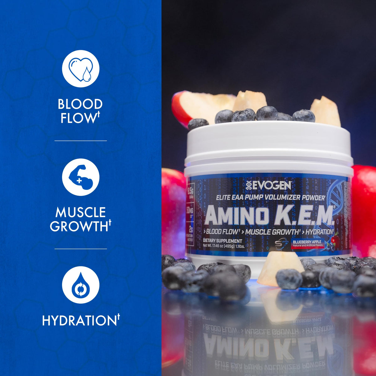 Evogen Amino K.E.M. EAA & BCAA | Tropic Thunder | 30 Servings | S7 nitric oxide blend with betaine anhydrous, coconut water and leucine for blood flow, muscle growth, hydration and recovery