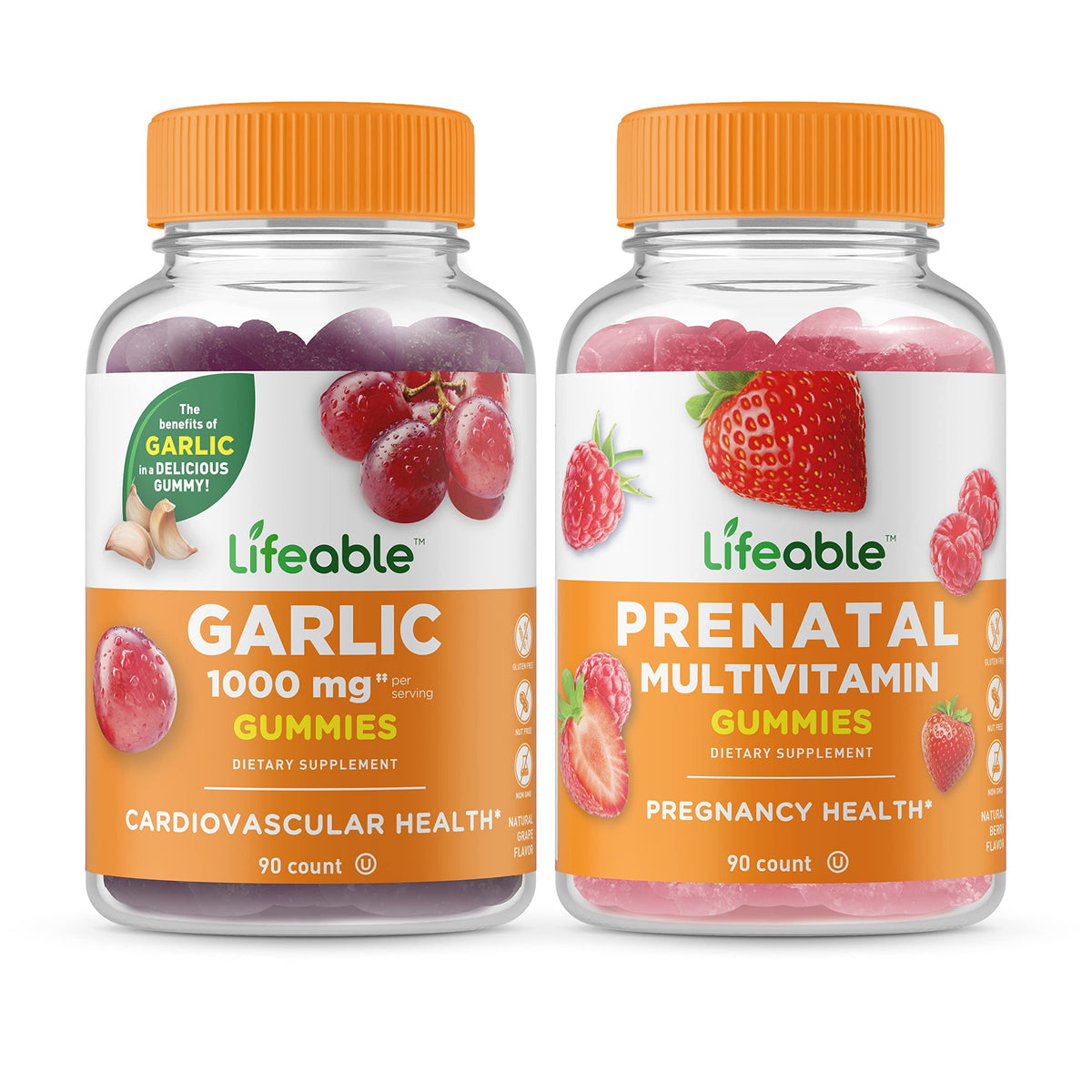 Lifeable Garlic 1000mg + Women's Prenatal Multivitamin, Gummies Bundle - Great Tasting, Vitamin Supplement