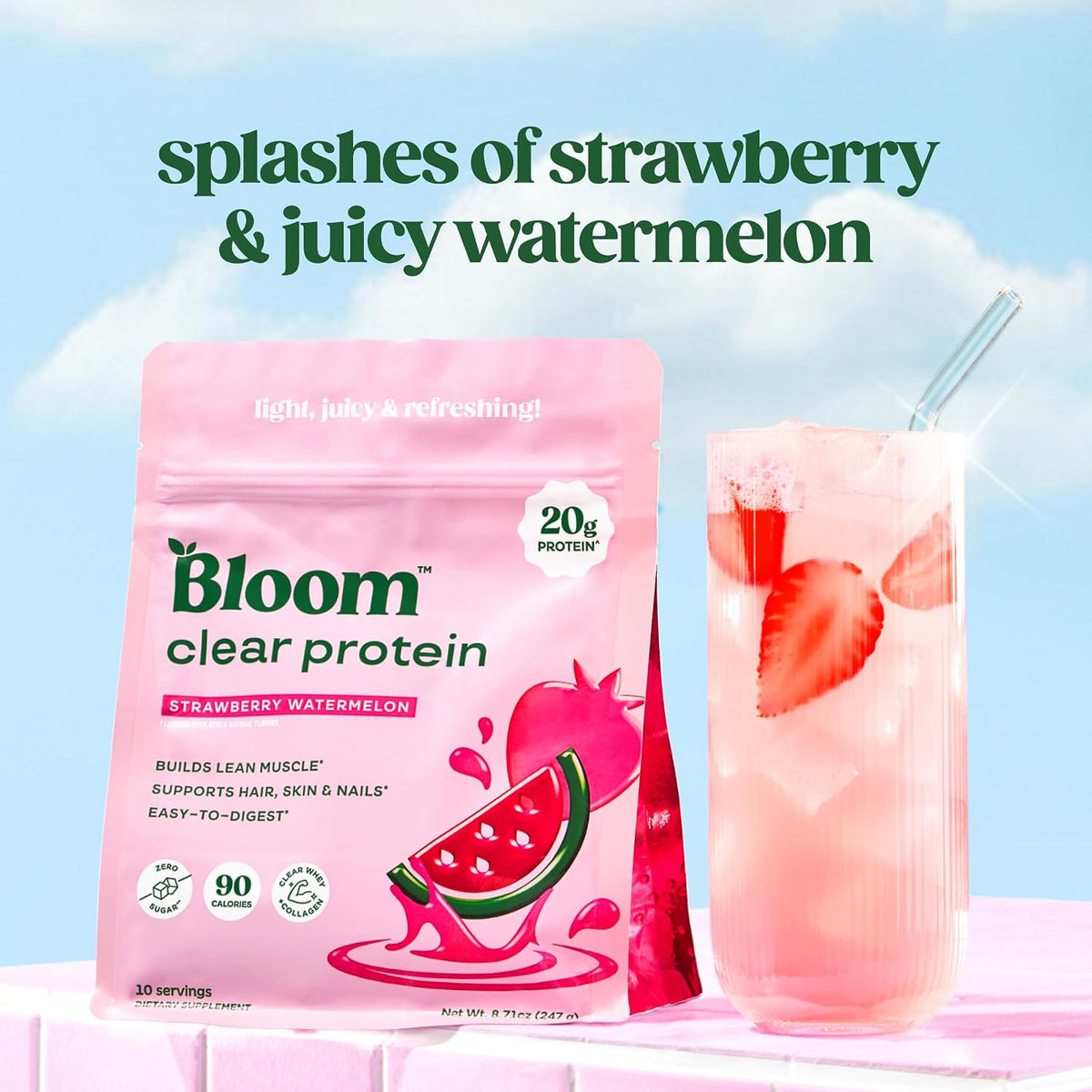 Bloom Strawberry Watermelon Clear Protein and Pre Workout Bundle