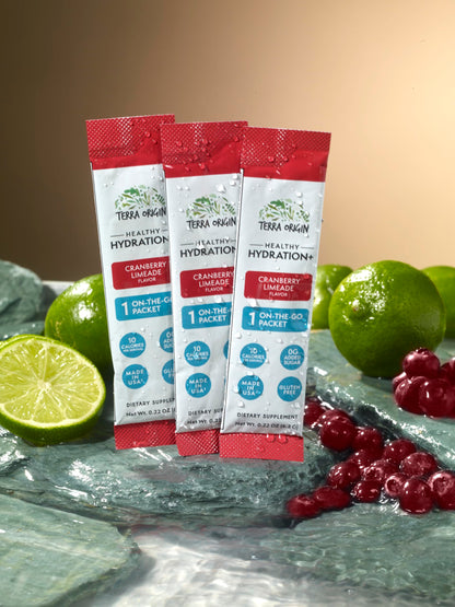 TERRA ORIGIN Healthy Hydration+ Electrolyte Powder Packets | Sugar Free, Gluten Free Drink Mix | Lemonade | 30 Servings (1-Pack)