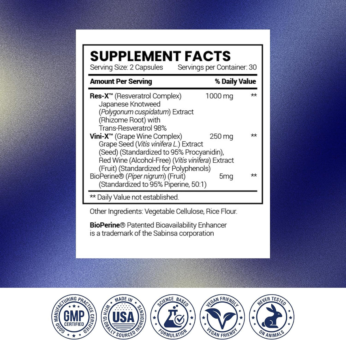 Research Verified Resveratrol - 98% Trans-Resveratrol 1000 mg, Anti-Aging Support - 60 Capsules per Bottle - 3 Bottles