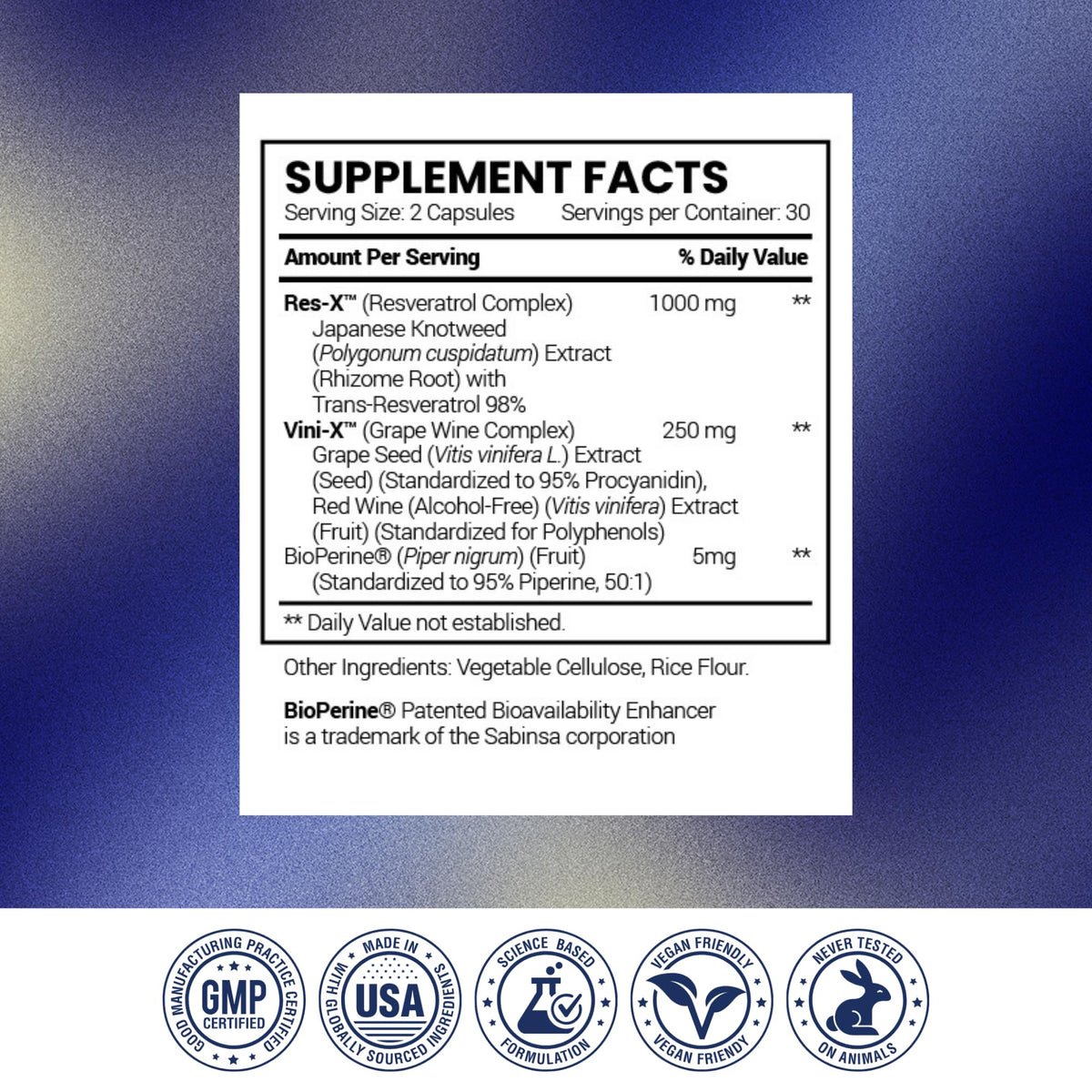 Research Verified Resveratrol - 98% Trans-Resveratrol 1000 mg, Anti-Aging Support - 60 Capsules per Bottle - 3 Bottles