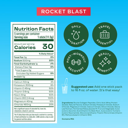 Bloom Nutrition Hydration Electrolyte Sticks, Strawberry Lemonade, 5 Count | Electrolytes with Collagen, 5g Protein, Vitamins & Minerals, Sugar Free Drink Mix