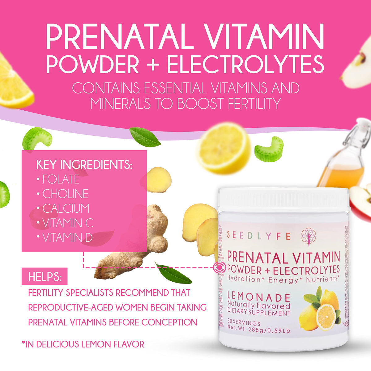 Female Fertility Bundle with Prenatal Vitamin Powder – Natural Prenatal Vitamins and Smoothie Mix