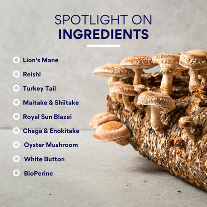 Research Verified Mushroom Complex - Support Immunity, Boost Antioxidants, Improve Cognitive Function - 10 Mushrooms Including Reishi, Maitake, and Shiitake - 60 Capsules - Vegan