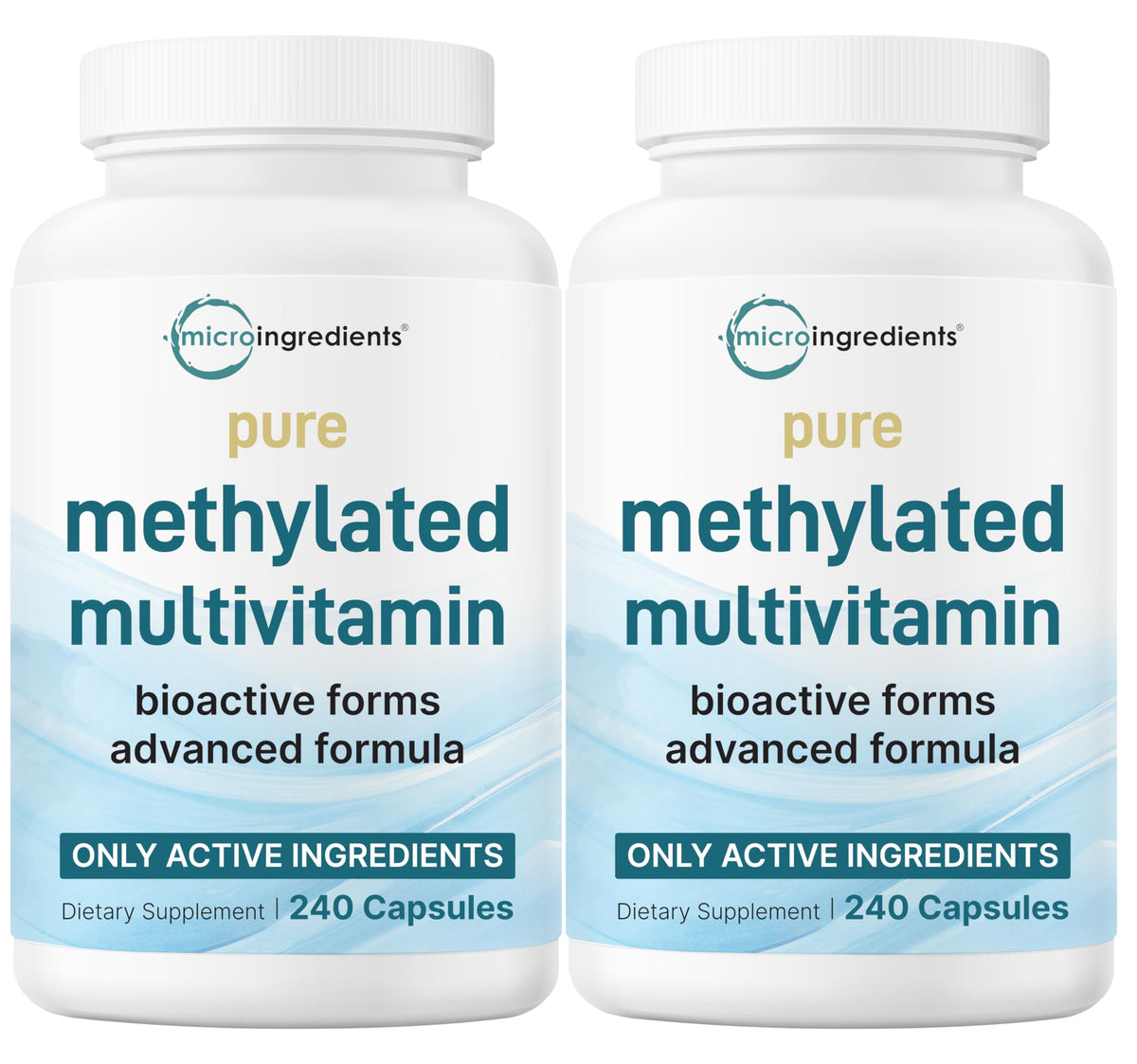 Micro Ingredients Pure Methylated Multivitamin Supplement, 240 Capsules | 19-in-1 Formula with Methylfolate, Methyl B12, Vitamins C, D, Magnesium & Zinc. For Women & Men. Iron Free, Filler Free.