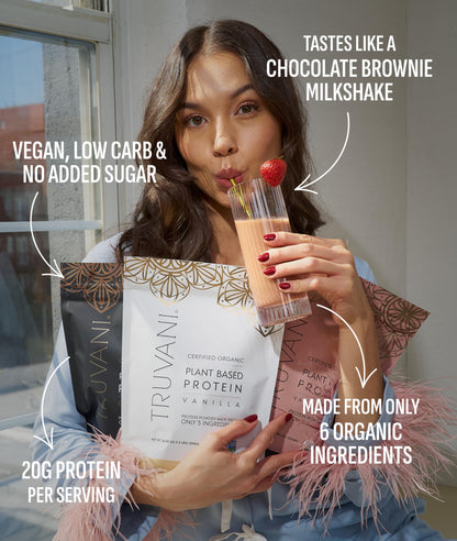 Truvani Organic Plant Based Protein Powder | Vanilla | 1 Serving | Vegan | 20g Pea Protein | Keto | Gluten & Dairy Free | Low Carb | No Added Sugar